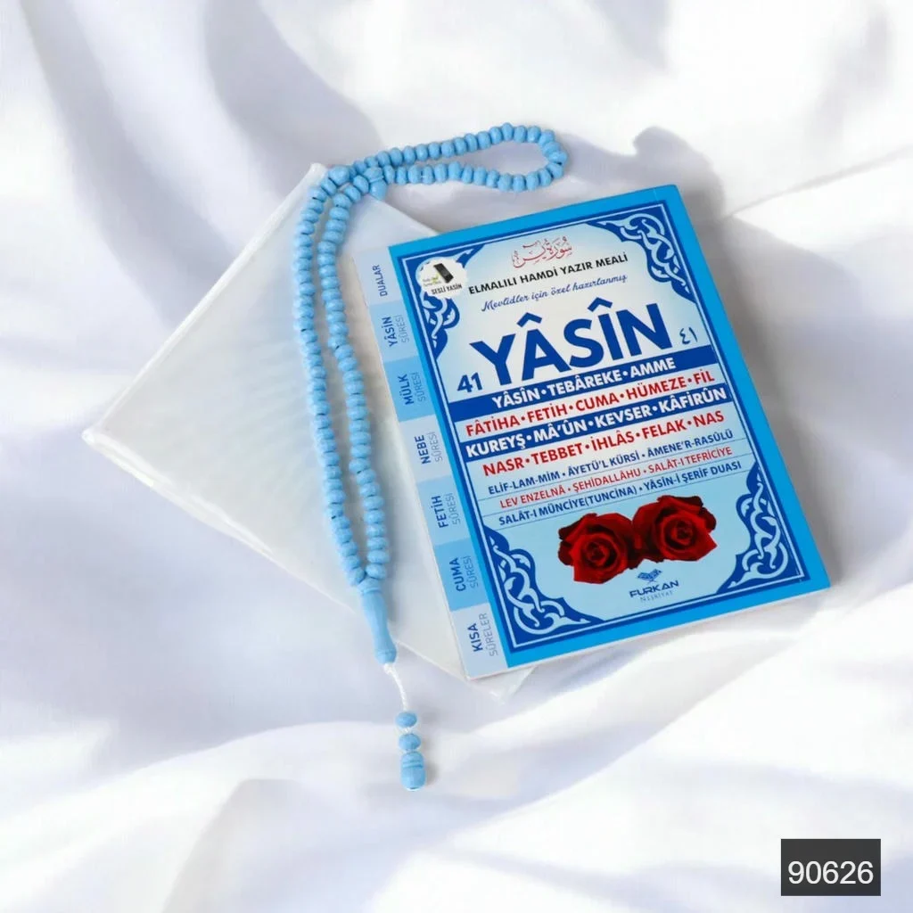 10’lu Şeffaf Ambalaj İçerisinde Çanta Boy Yasin ve Tesbih Hediye Seti