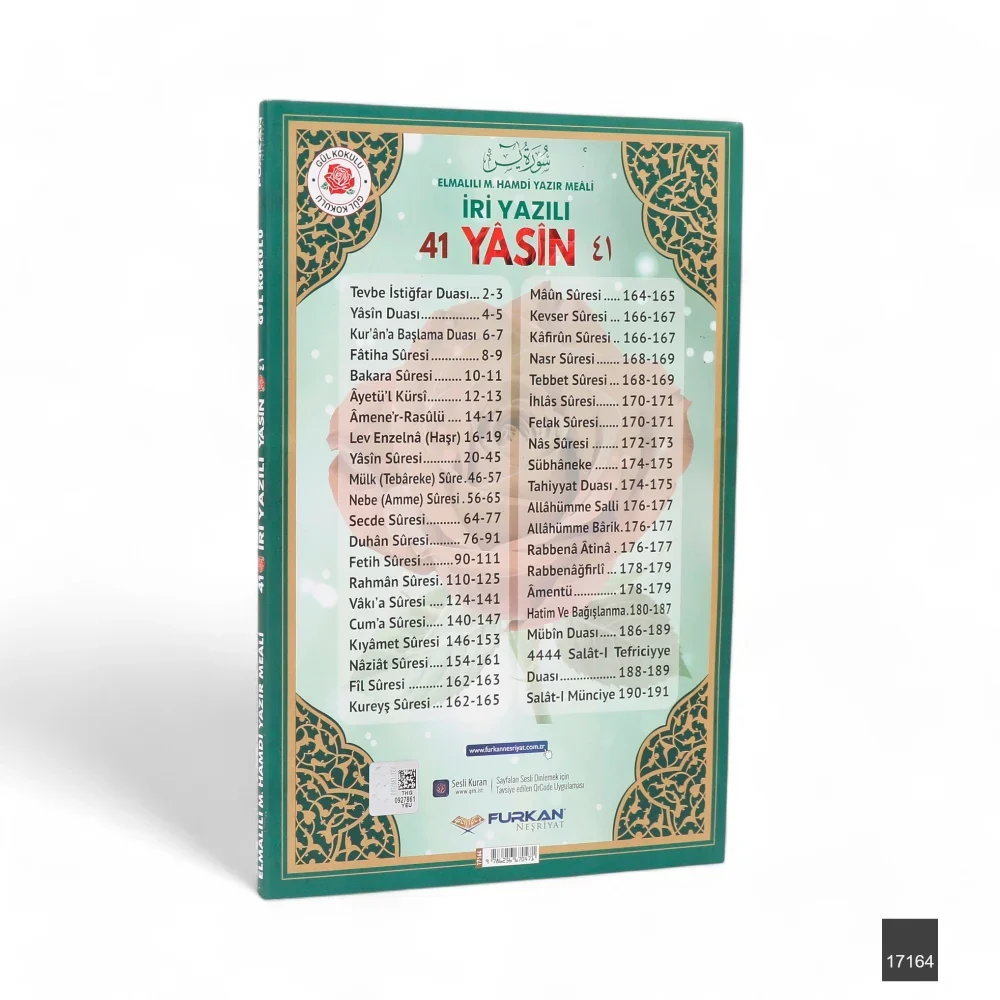 FN Orta Boy 192 Sayfa İri Yazılı Karton Kapak Yasin – Yeşil